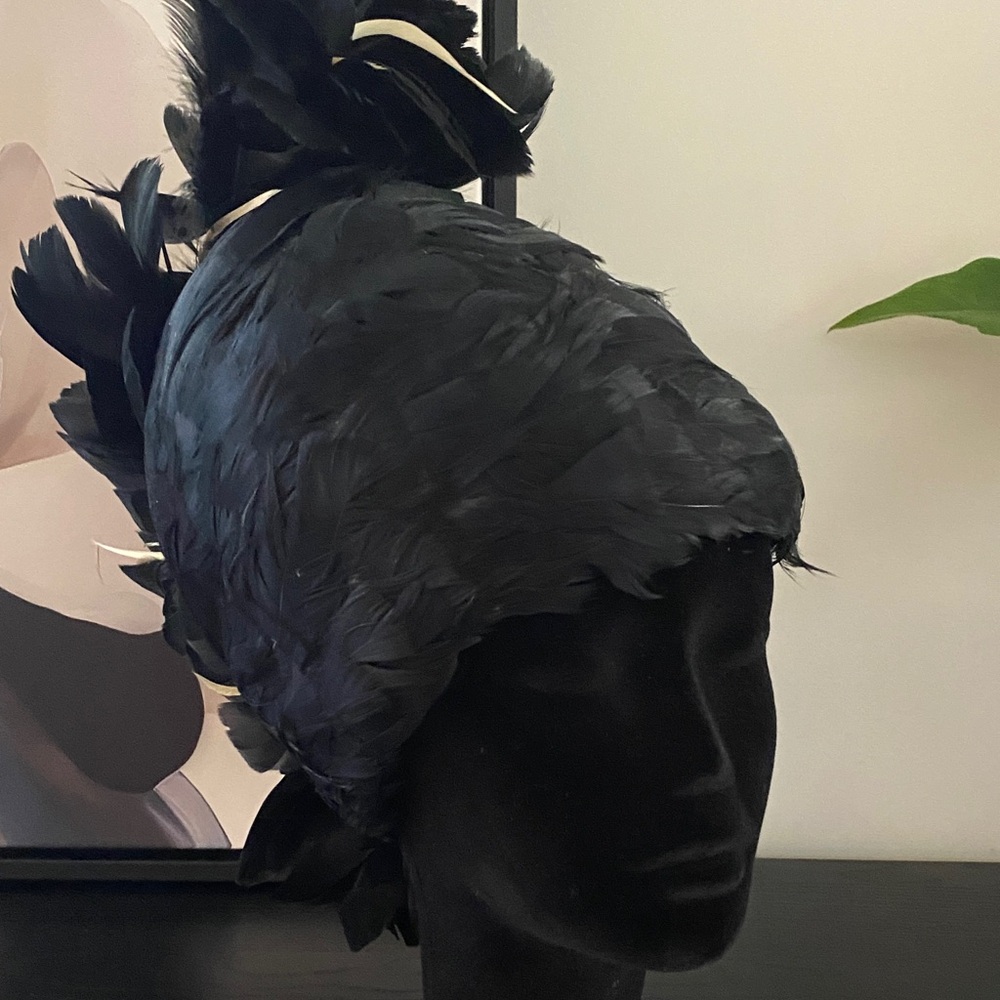 Vintage Custom Black Feather Hat - Picture 6 of 8